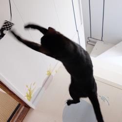 リニューアル！猫用・飛びつくおもちゃ・テトラ（リネンドット） 18枚目の画像
