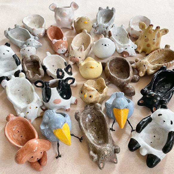 動物鉢2個セット（ガーデンピック付） 一輪挿し・花瓶・花器