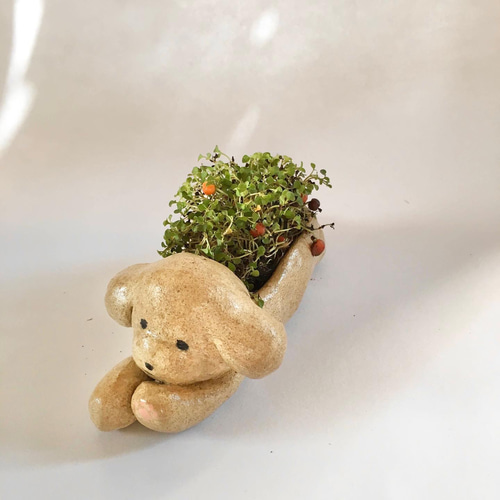 動物鉢2個セット（ガーデンピック付） 一輪挿し・花瓶・花器 kunchamy