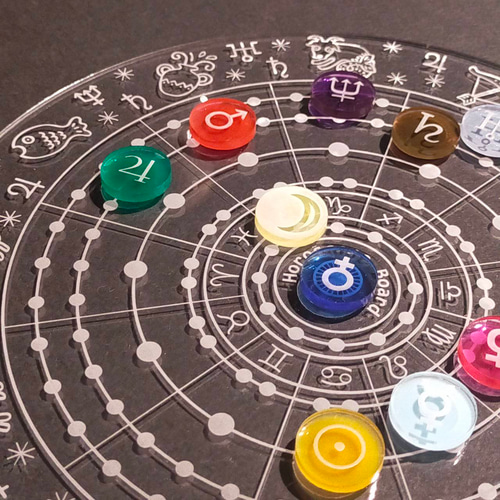 透明＆カラフルなホロスコープ盤200mmシングルチャート用 惑星駒18mm