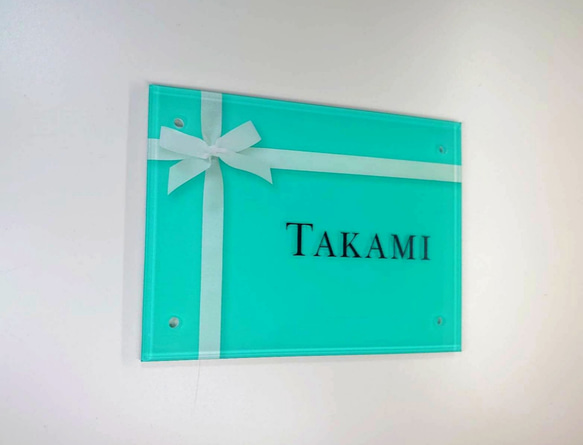 Sio Sio＊白背景シルバー文字アクリル表札＊45度斜めカット＊ＵＶ印刷 Sio Sio様専用＊白背景シルバー文字アクリル表札＊45度斜めカット