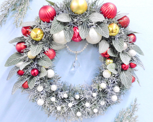 3.クリスマスリース 再販3＊森のクリスマスリース(レッドゴールド＆スノーグリーン