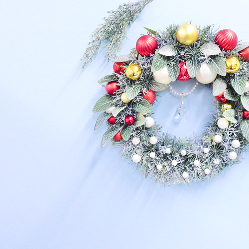 再販3＊森のクリスマスリース(レッドゴールド＆スノーグリーン