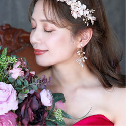 アリー イヤリング/ピアス(TE-10) |花嫁 小枝 シルバー ゴールド リーフ 結婚式 ウエディング 前撮 大振り 10枚目の画像