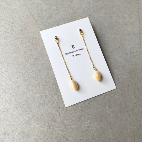 一粒マザーオブパールの揺れるスイングピアス/イヤリング ピアス