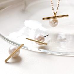 【再販×20】上品モダンなパールピアス   イヤリング　左右ペア　抗アレルギー 9枚目の画像