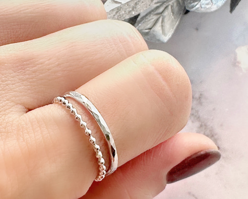 beaded & hammered 重ね付けシルバーリング ｜ silver925 指輪・リング