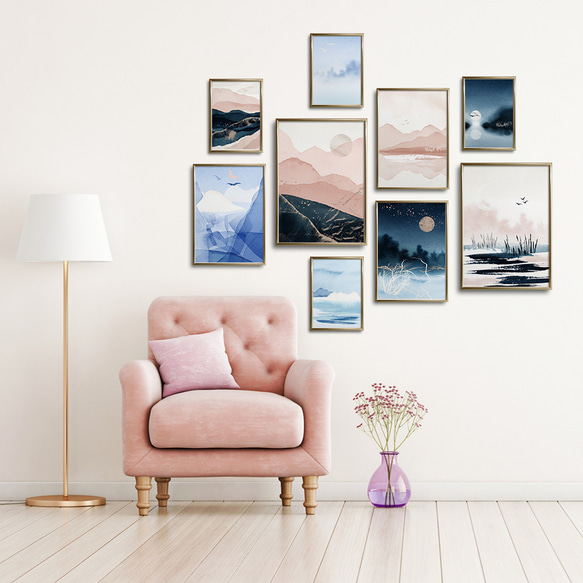 抽象画のポスター　/ i0525 / 風景　ピンクと紺 11枚目の画像