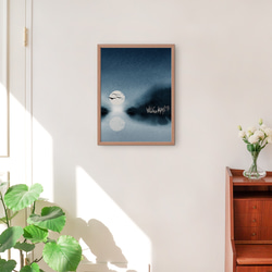 抽象画のポスター　/ i0525 / 風景　ピンクと紺 4枚目の画像