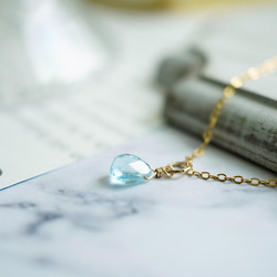 14kgf 宝石質 スイスブルートパーズ AAA 一粒ネックレス 11月誕生石