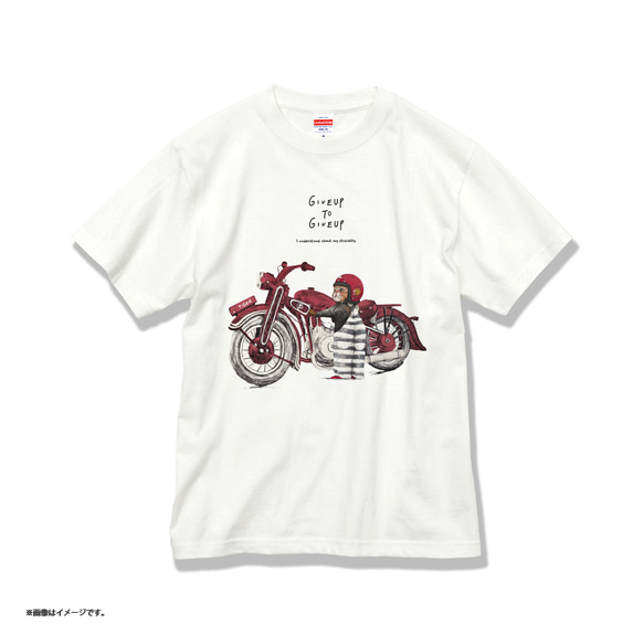 「Give up to give up」コットンTシャツ/送料無料 3枚目の画像