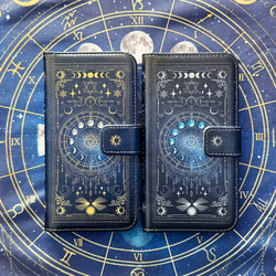 月の満ち欠け・12星座 手帳型スマホケース iPhoneケース Android