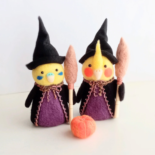 ハロウィン魔女っ子インコさん(受注制作) 羊毛フェルト ninjin 通販