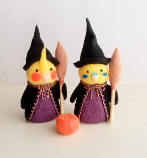 ハロウィン魔女っ子インコさん(受注制作) 羊毛フェルト ninjin 通販