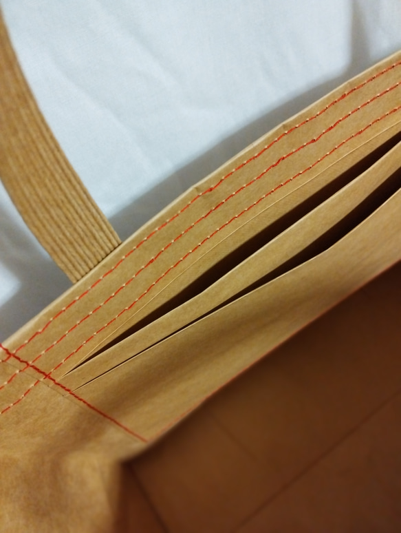 ロス袋バッグ『お袋さん』★1匹と2頭★内ポケット付★赤ステッチ★ 5枚目の画像