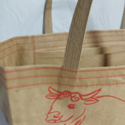 ロス袋バッグ『お袋さん』★1匹と2頭★内ポケット付★赤ステッチ★ 4枚目の画像