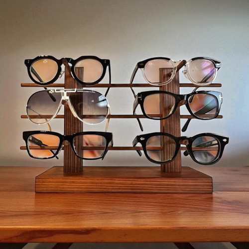 6本 無垢材 メガネスタンド サングラススタンド 木製 (ラッピング可