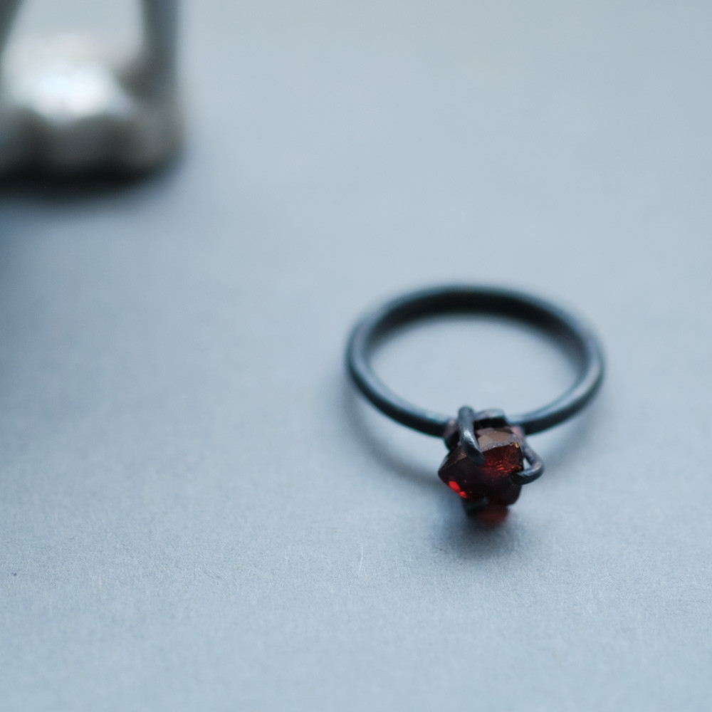 Black) 三角 ガーネット リング シルバー925