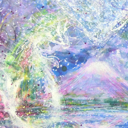 原画「富士山に舞い降りるサクヤ姫＜龍神バージョン＞」 額サイズ34×46 パワーアート 3枚目の画像