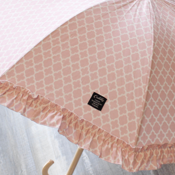 日差し対策に♪フリル付き日傘 モロッカン柄 (ピンク) 4枚目の画像