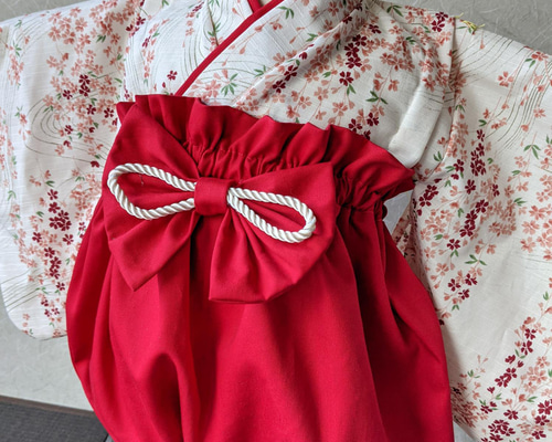 ベビー袴 3ヶ月〜１歳半 桜舞✕濃赤 ひなまつり ベビー服 yu_yu 通販 