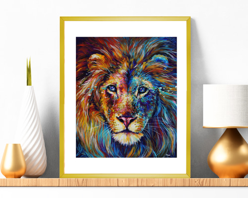 化粧品会社ALBION所蔵作品【ポスター】ライオン 獅子座 向日葵