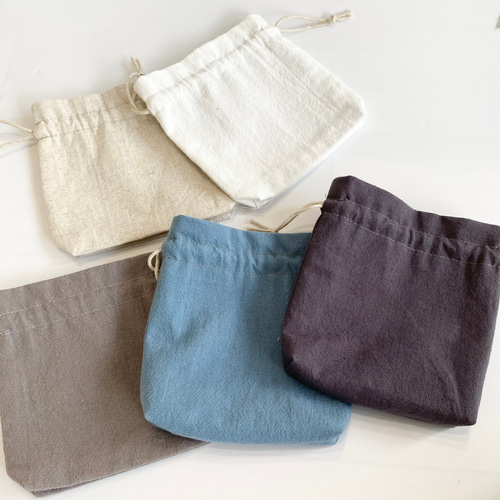 コットンリネンのミニ巾着 選べるカラーとサイズ 巾着袋 leafa+ 通販