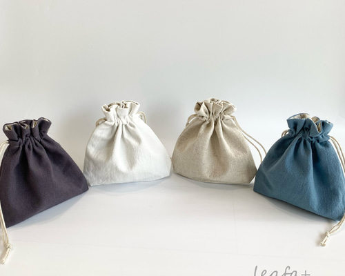 コットンリネンのミニ巾着 選べるカラーとサイズ 巾着袋 leafa+ 通販