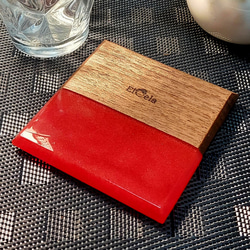 [為幸福時刻塗色的杯墊] Elcela Wood Resin Wooden Red Polished Finish 第1張的照片