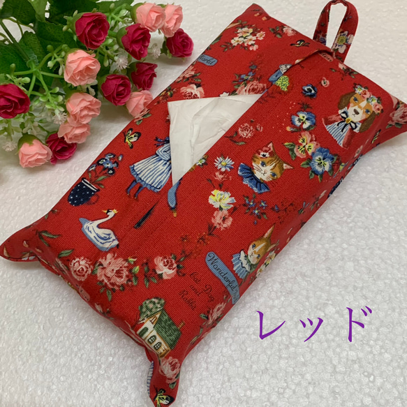 エコティッシュカバー☆マスクストッカー♪ そばかすキッズ・動物達とお花柄☆5カラー 5枚目の画像