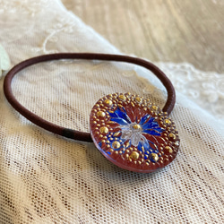 チェコガラスボタンのヘアゴム【太陽を取り囲む無数の星たち