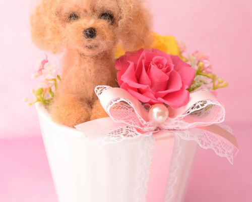 羊毛フェルトのペットフラワー 全犬種（ドール1個 花2輪）完全オーダー