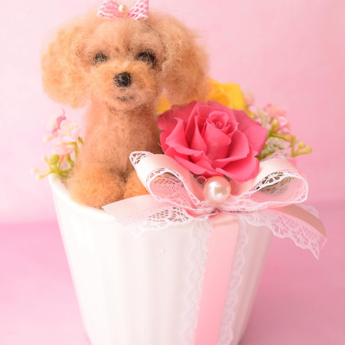 羊毛フェルトのペットフラワー 全犬種（ドール1個 花2輪）完全オーダー