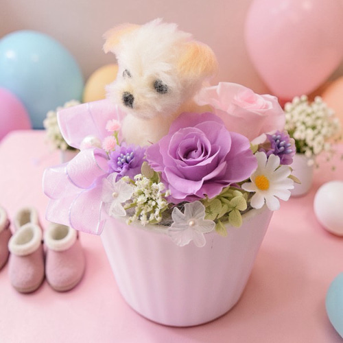 羊毛フェルトのペットフラワー 全犬種（ドール1個 花2輪）完全オーダー