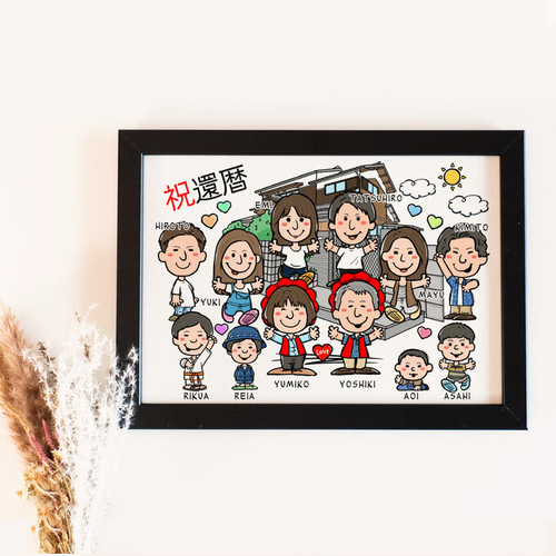 似顔絵 長寿・還暦祝い（赤いちゃんちゃんこ）・大人数 その他