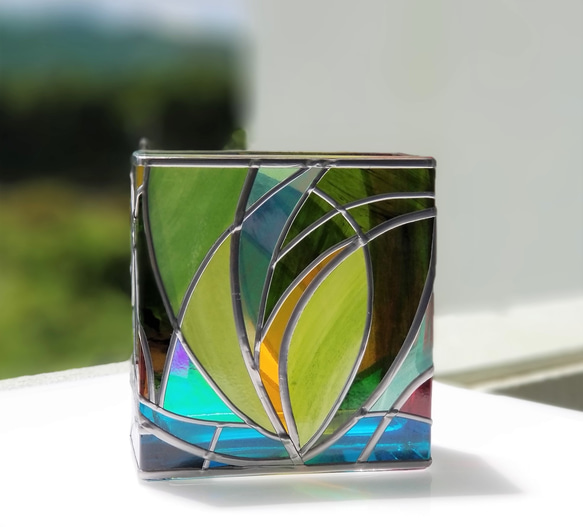 Glass Vase Rectangle “Ryukyu Yanbaru Green” 第3張的照片