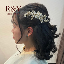 【H-10】ヘッドドレス　ウェディング　髪飾り　ブライダルアクセサリー　ブライダル 4枚目の画像