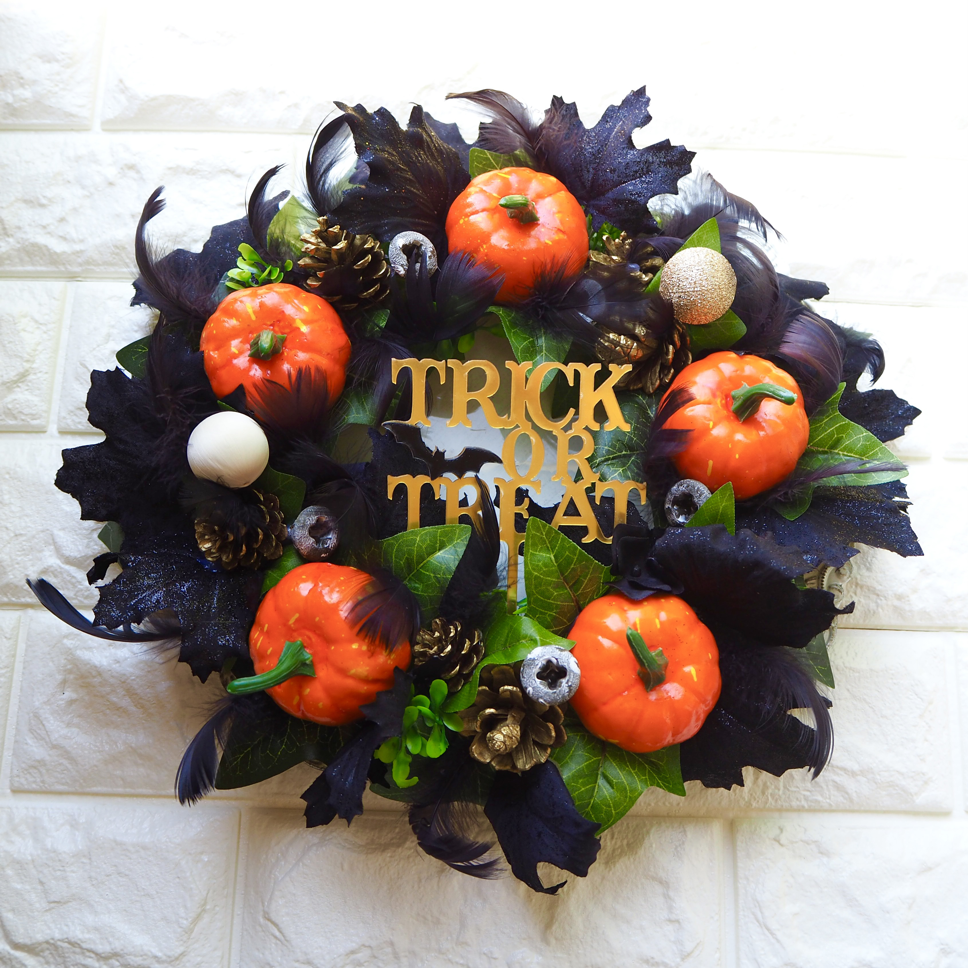 フェイクリース 専用＊Halloween＊ミニパンプキン＆オリーブ　ナチュラル