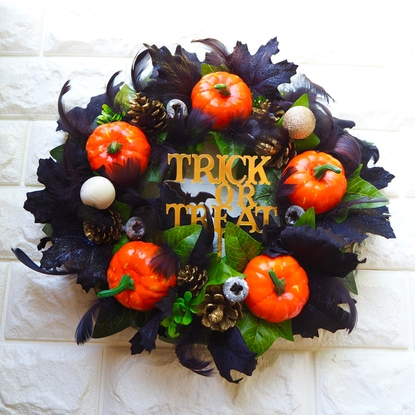 再販 ハロウィンNight ブラックリース 35cm パンプキン 誕生日  