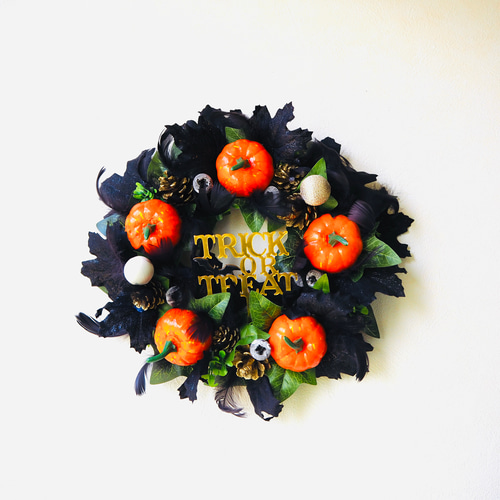 再販 ハロウィンNight ブラックリース 35cm パンプキン 誕生日  
