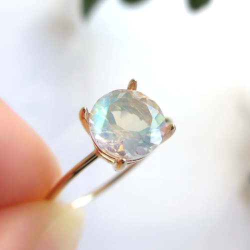 極上粒】K10「アンデシンラブラドライト」6mm美粒ブリリアントリング