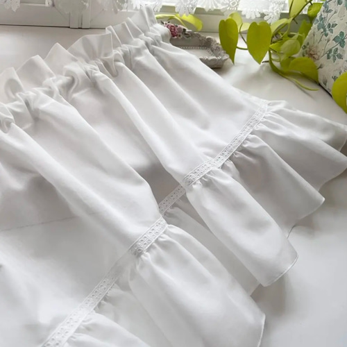 オフホワイト フリル カフェカーテン カーテン EMI's Garden〜エミズ