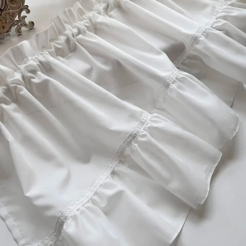 オフホワイト フリル カフェカーテン カーテン EMI's Garden〜エミズ