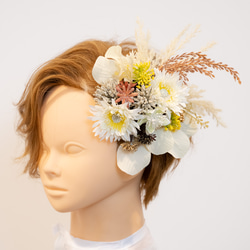 【ショートヘアーやベリーショートの花嫁様に】ドライフラワー風ヘッドパーツG　パンパスグラスのヘッドドレス・髪飾り 2枚目の画像