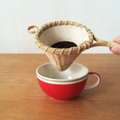 受注制作】竹細工コーヒードリッパー 取っ手つき ドリップスタンド