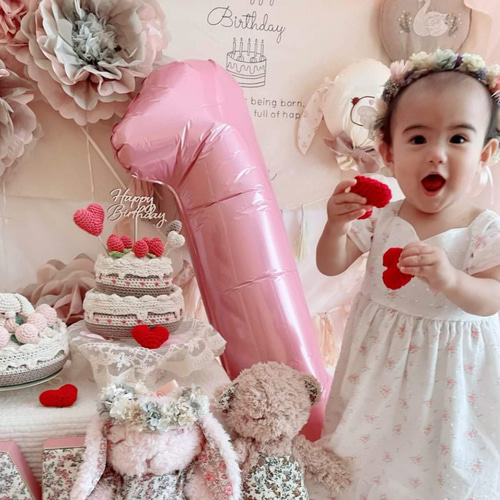 ハートの編みぐるみ5個セット ニューボーンフォト 月齢フォト