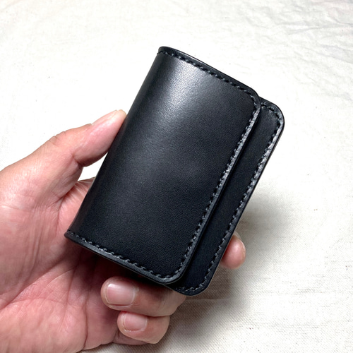受注制作 拘り 総手縫い コンパクト ウォレット 栃木レザー A ヌメ革 ベンズ 二つ折り財布 ショートウォレット ハンドメイド 完全一点もの 総手縫い