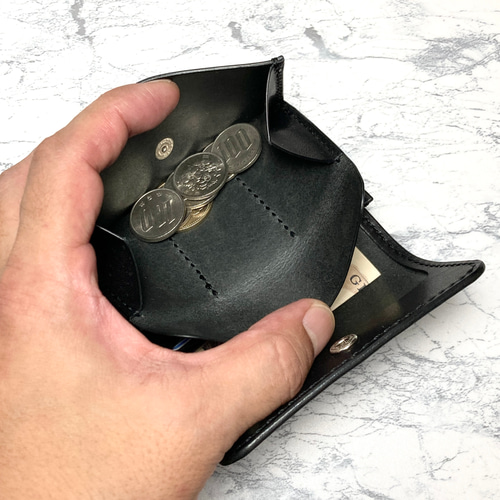 本革総手縫い 小さい財布/ 栃木レザー ミニウォレット 日本製 栃木レザー ウォレット エッジライン USAスタッズ 2