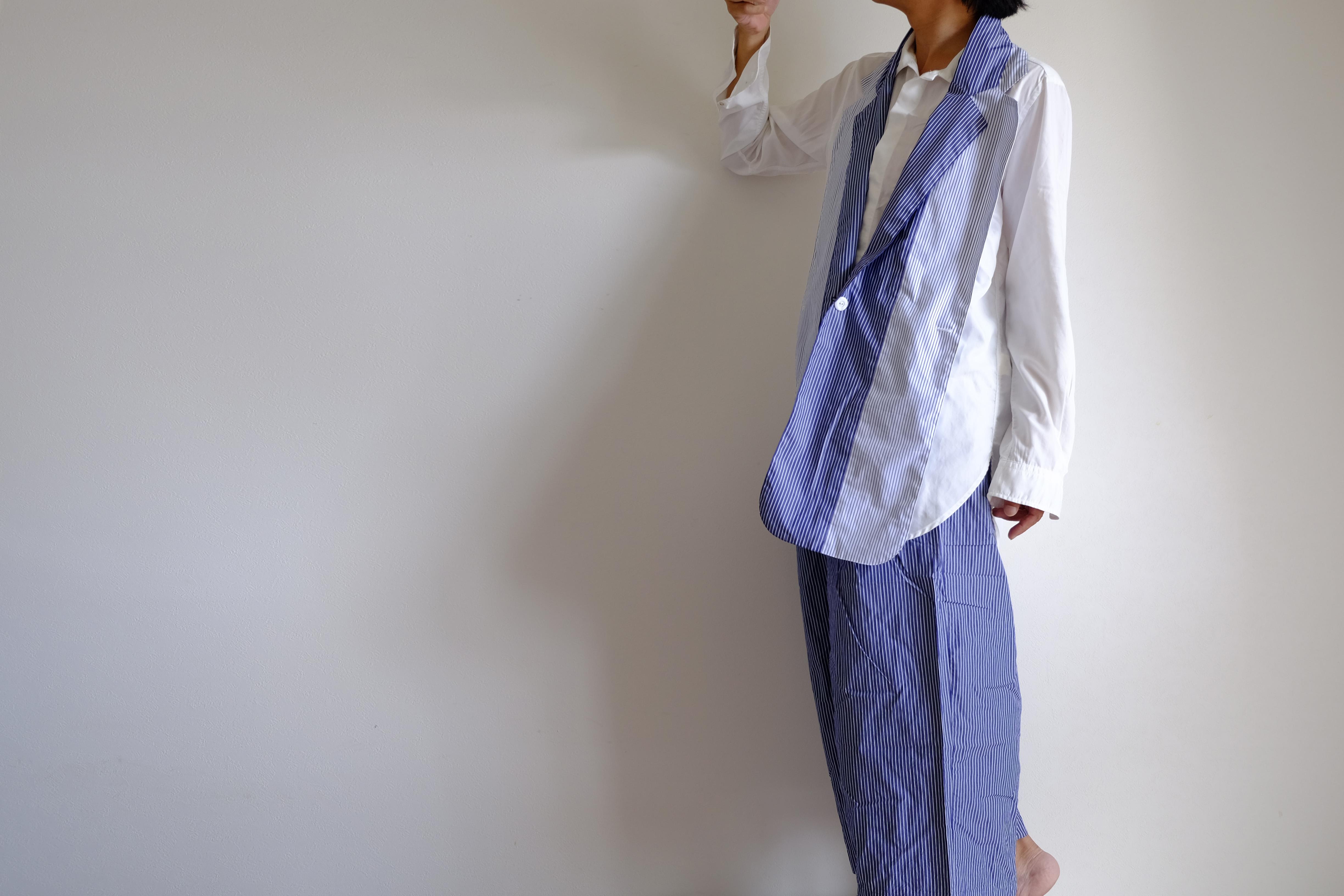 ラペルストール ふたえ / ジャケット 付け襟 / コットン【 紺白ストライプ 】