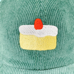 【送料無料】OUTLET　刺繍コーデュロイキャップ　ケーキ　ダークグリーン 5枚目の画像